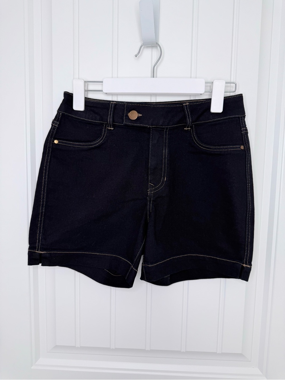 d. jeans Dark Blue Denim Shorts with Contrast Stitching